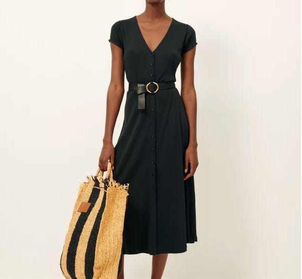 VESTIDO NEGRO MIDI SESSUN - Dendago