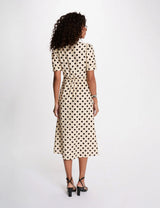 Vestido midi con mangas abullonadas Morgan