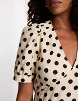 Vestido midi con mangas abullonadas Morgan
