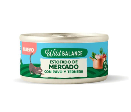 Wildbalance Lata de Estofado de Mercado con Pavo y Ternera para Gatos 80gr - Dendago