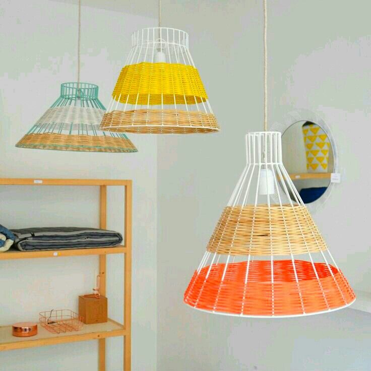 Lámpara de techo ratán (color amarillo)