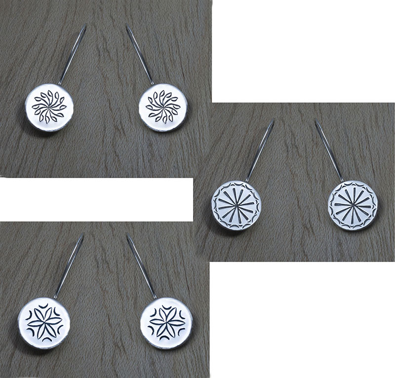 Producto vasco HEXAPETALA pendiente grande plata TXUS GRUZETA.