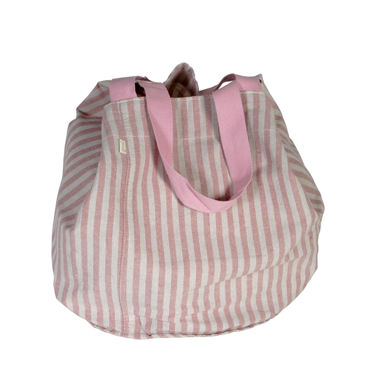BOLSO SACO REDONDO RAYAS ROSAS FINAS