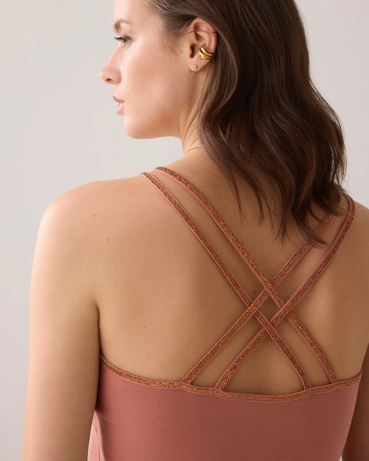 SUMMUM CAMISETA TIRANTES CRUZADOS ROSA PALO