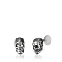 Bioplástico translúcido y labret plateado de calavera