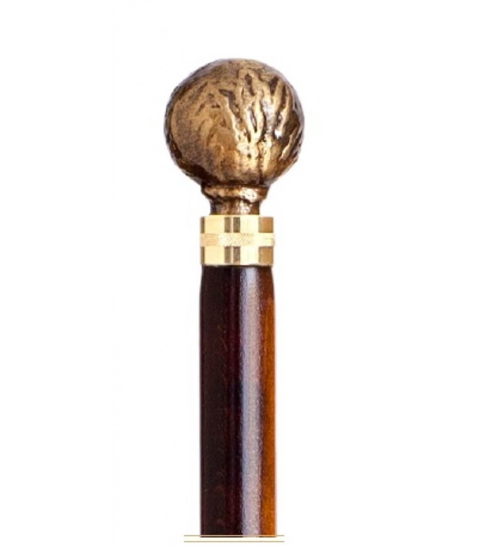 Bastón de Haya con puno bola de Bronce lacado