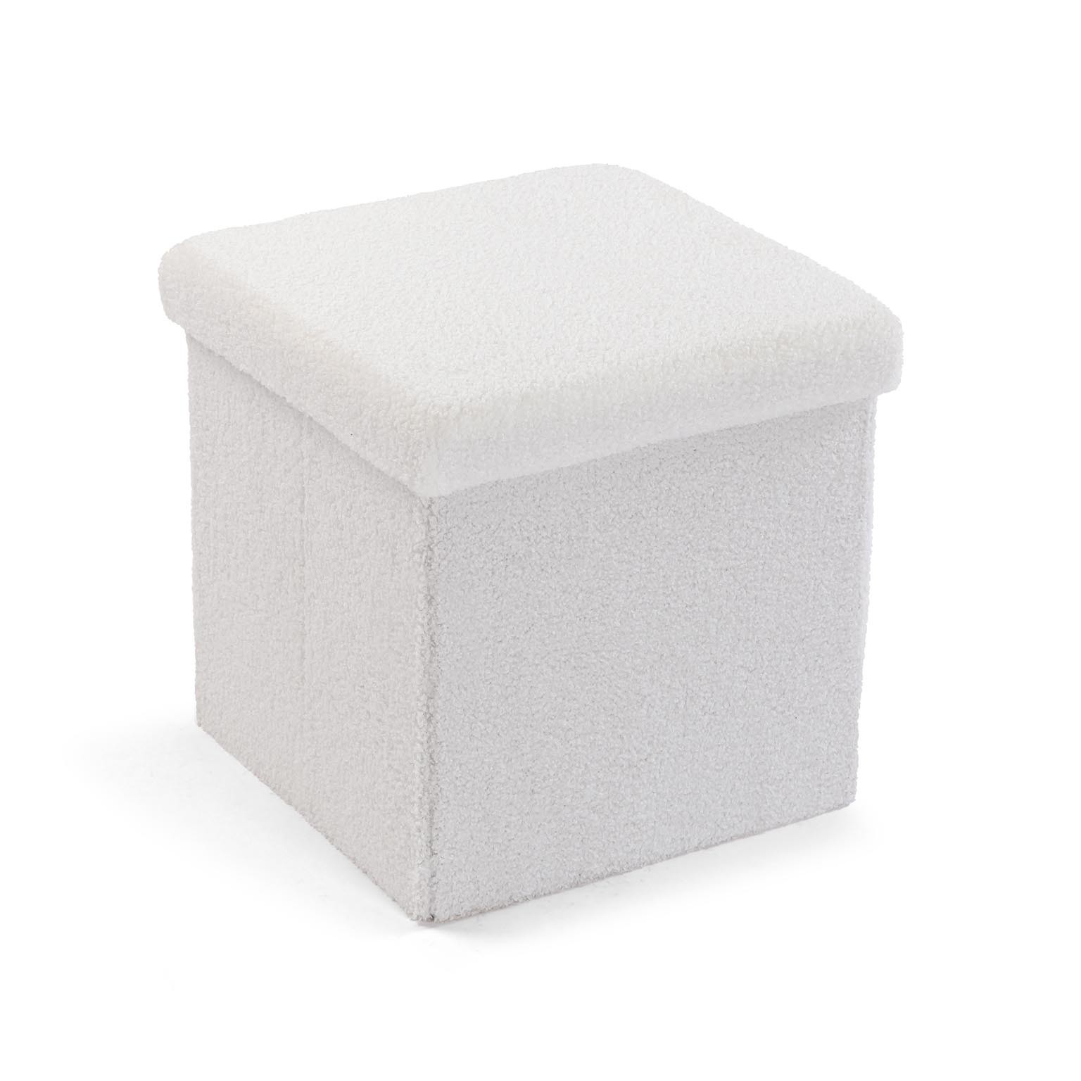 BAUL PUFF CUBO DESMONTABLE BLANCO BORRIGITO