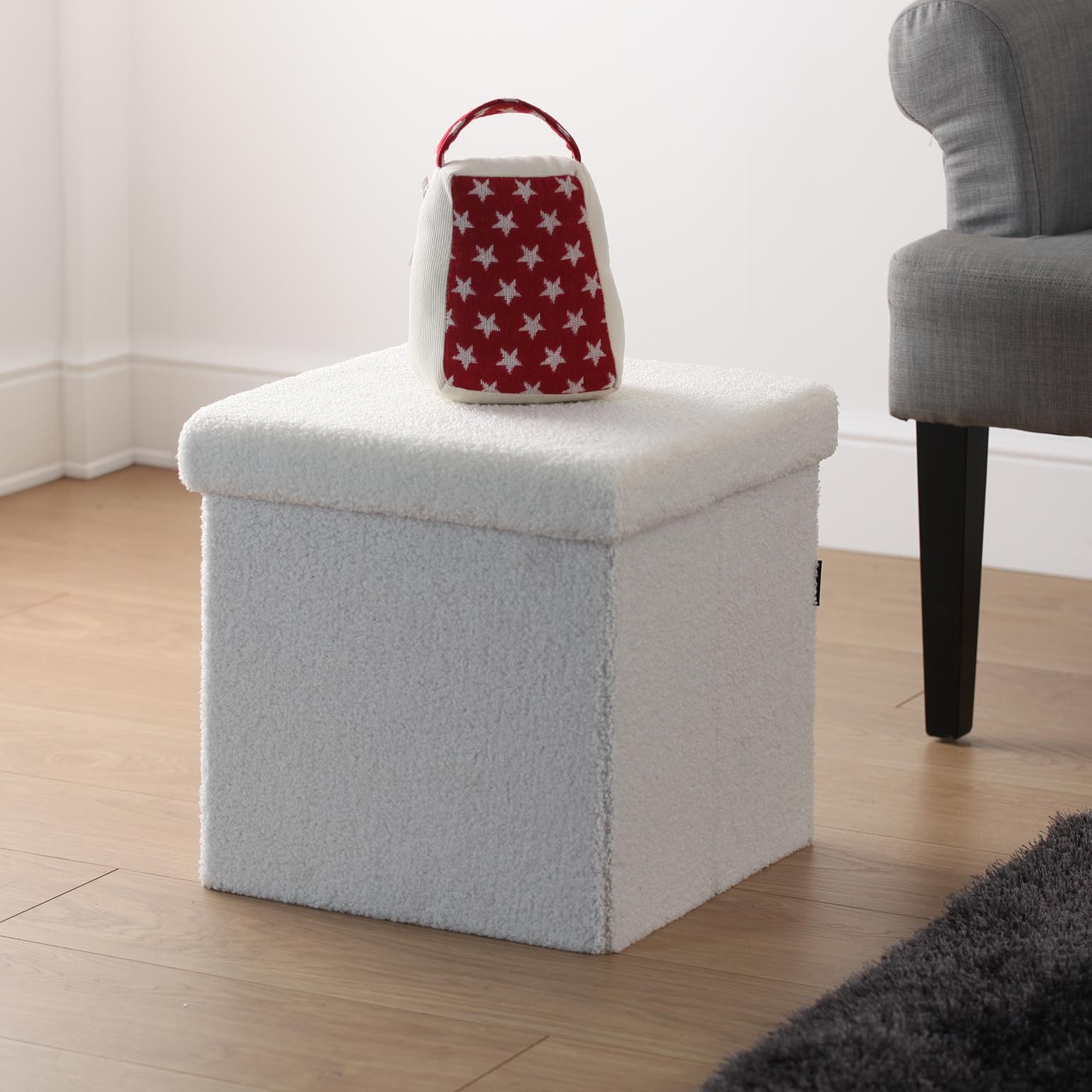 BAUL PUFF CUBO DESMONTABLE BLANCO BORRIGITO