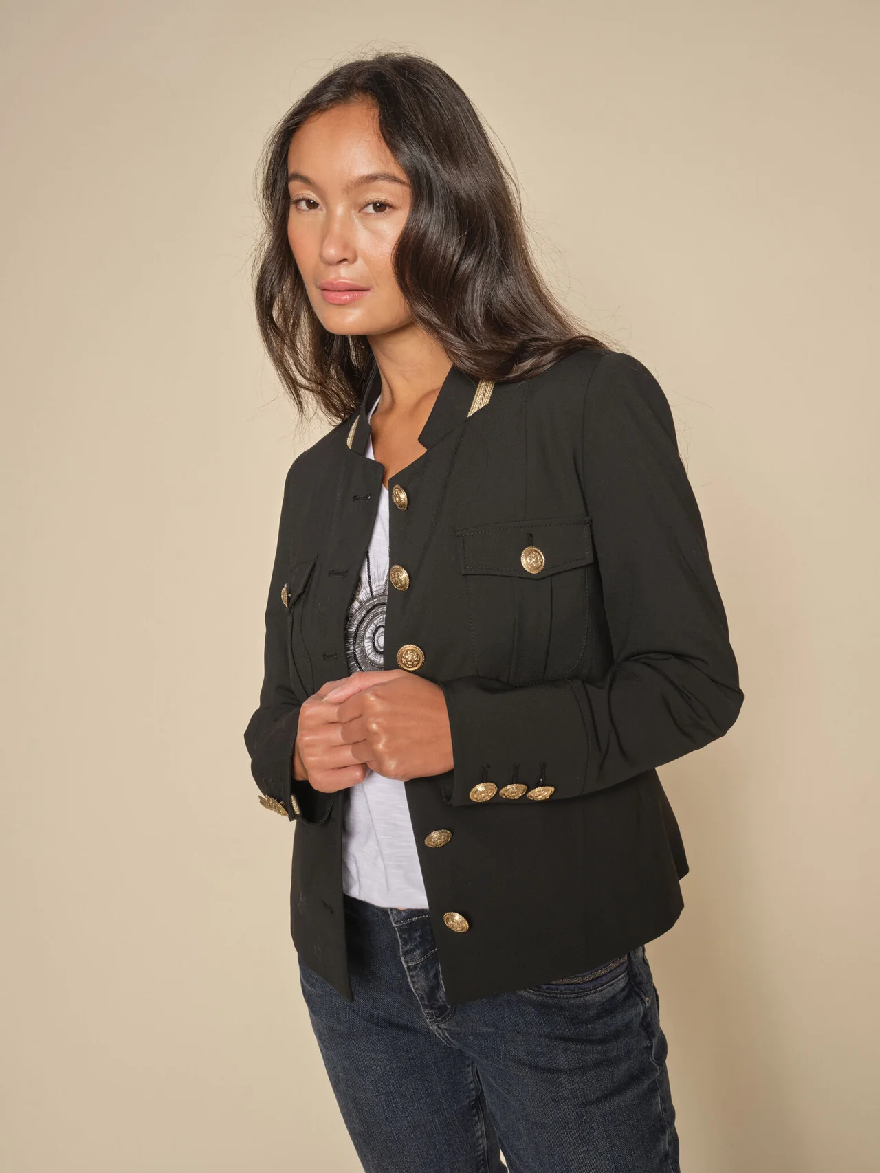 MOS MOSH CHAQUETA MILITAR NEGRA MMSELBY