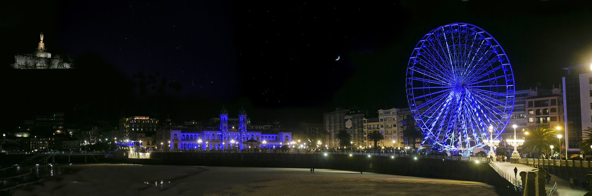 Fotografía País Vasco San Sebastián / Donostia Paseo de la Concha de noche 75 X 25 cm.
