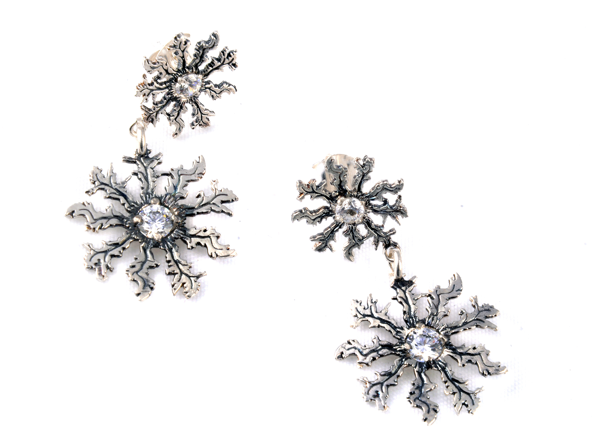 Producto vasco Eguzkilore pendientes plata con circonita blanca