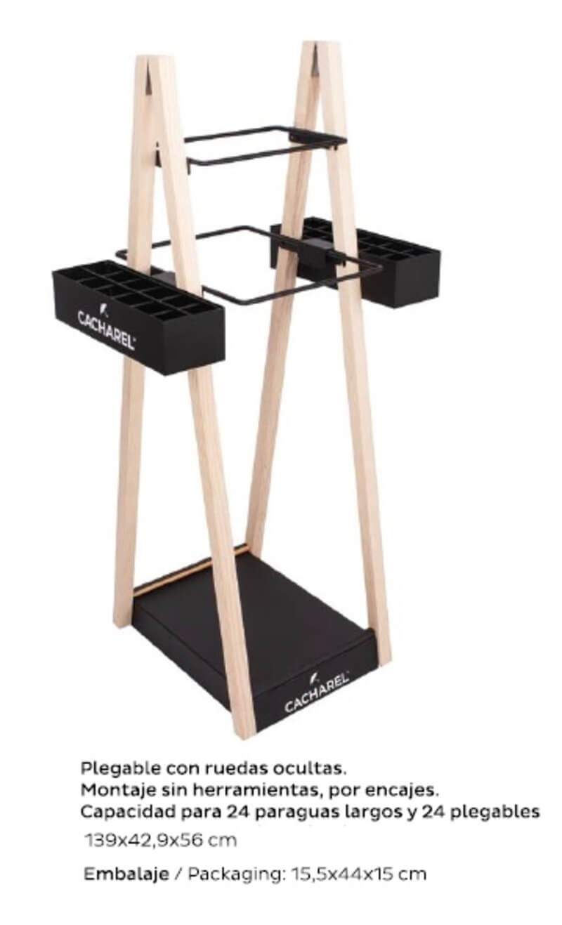 Expositor de paraguas para 24 largos y 24 plegables