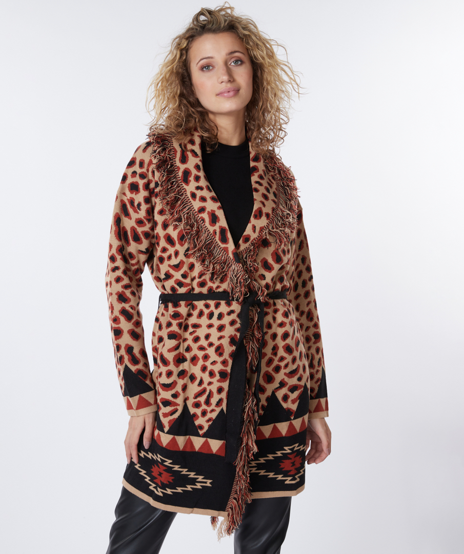 ESQUALO Cardigan poncho jacquard liso F18502