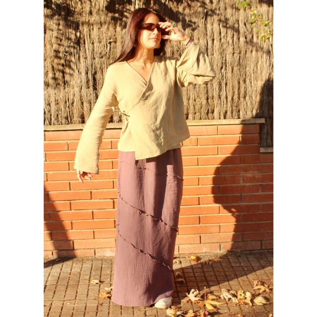 Top cruzado de algodón verde