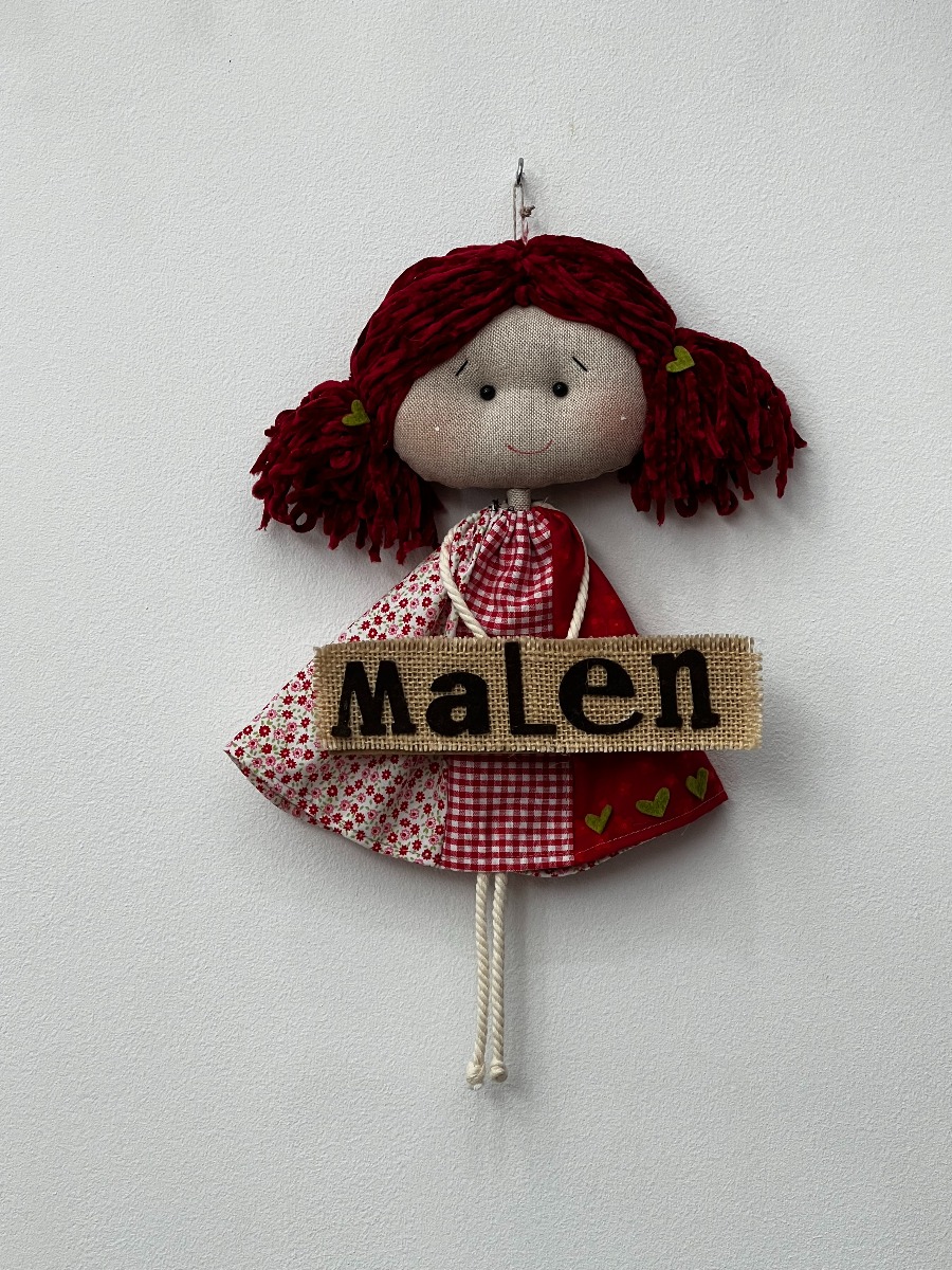 MUÑECA DE TRAPO GRANDE PERSONALIZADA ROJA
