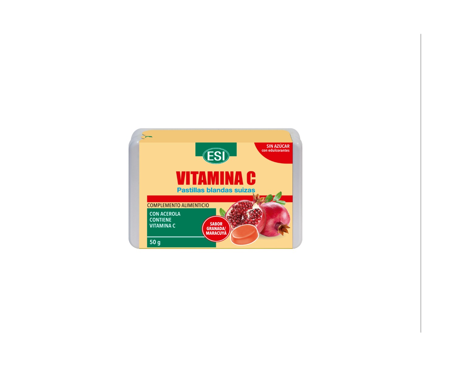 Caramelos blandos Vitamina C Sabor granada-maracuyá 50g
