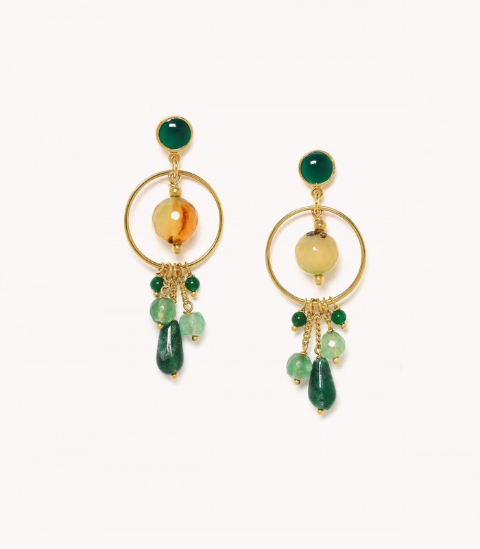 PENDIENTE AGATA VERDE NATURE BIJOUX