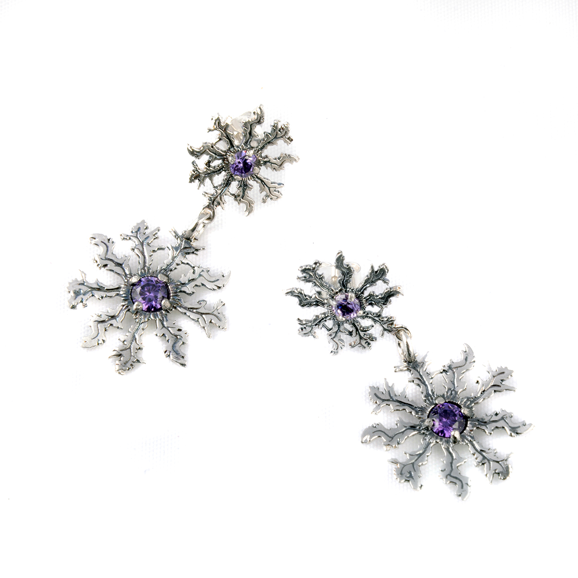 Producto vasco Eguzkilore pendiente plata circonita blanca