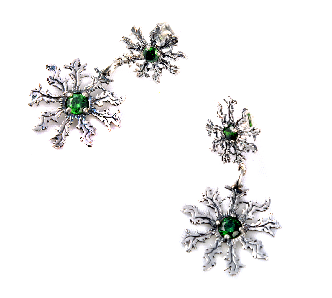 Producto vasco Eguzkilore pendiente plata con circonita verde