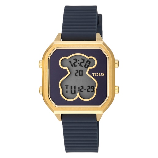 Tous Mujer Reloj Digital D-Bear Teen Ip Dorado Silicona Azul