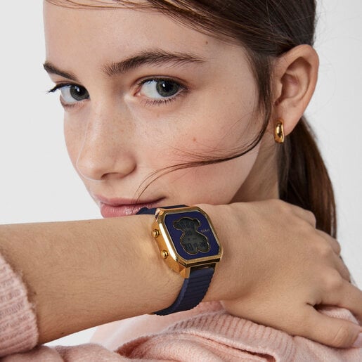 Tous Mujer Reloj Digital D-Bear Teen Ip Dorado Silicona Azul
