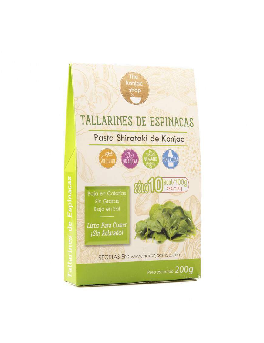 TALLARINES DE ESPINACAS (Pasta Shirataki de Konjac) 200g - APTO PARA DIETA KETO