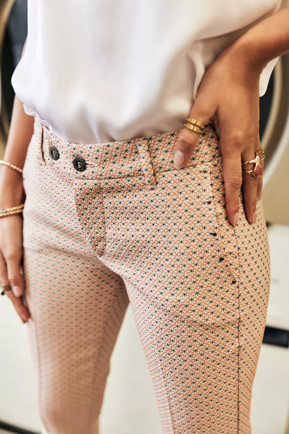 FREEMAN T. PORTER Pantalon jacquard coral TESSA MARGARITA