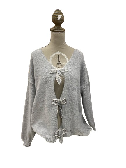 Jersey en algodón con detalles de lazos, VIOLETA MARENGO