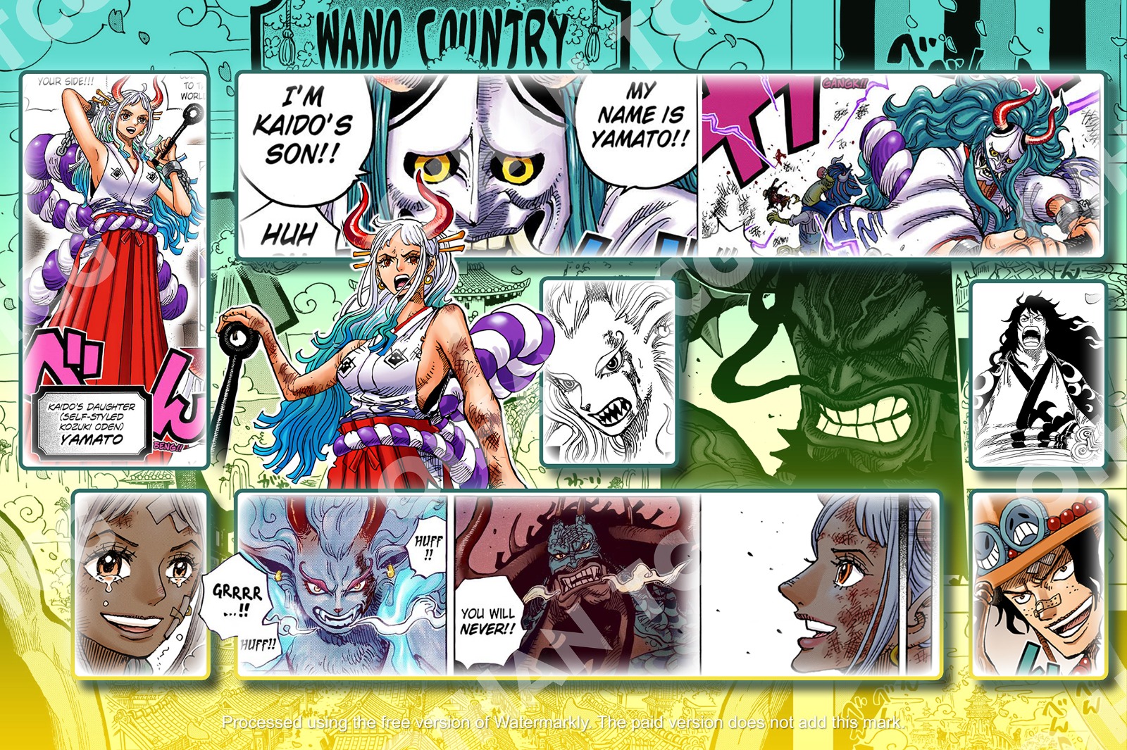 Yamato green yellow - Playmat / One Piece